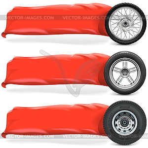 Wheels with Banner - vector clip art