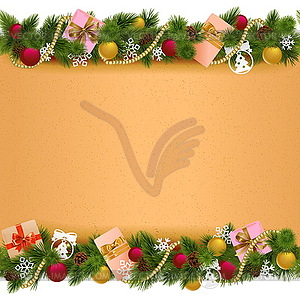 Christmas Border with Paper Scroll - vector clipart