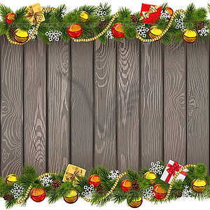 Seamless Christmas Old Wooden Board - vector image