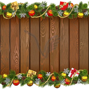 Seamless Christmas Wooden Board - vector clipart