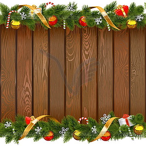 Seamless Christmas Board with Decorations - vector image