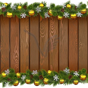 Seamless Christmas Board with Golden Balls - vector clip art