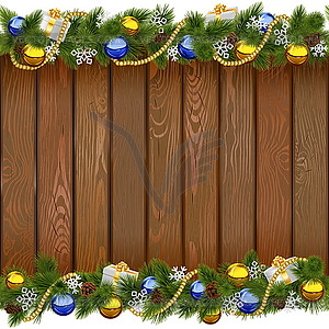 Seamless Christmas Board with Golden Beads - vector clip art