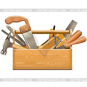 Toolbox with Retro Instruments - vector image