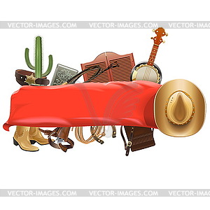 Festive Cowboy Banner - vector clipart