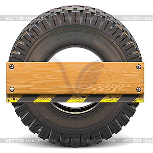 Board with Truck Tire - vector clipart