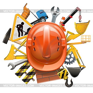 Construction Concept with Helmet - vector image
