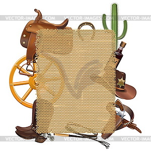 Cowboy Sackcloth Frame - vector clipart