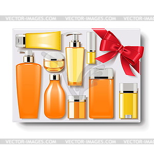 Gift Box with Cosmetics - color vector clipart