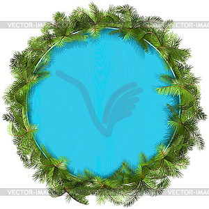 Blue Wooden Board with Palm Tree - vector clip art