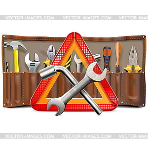 Triangle Sign with Spanners and Tools - vector image