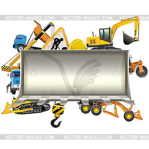 Construction Frame with Bulldozer Shovel - vector image