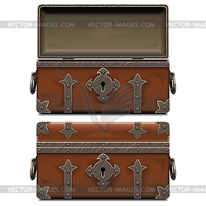 Empty Old Pirate Forged Chest - vector clip art