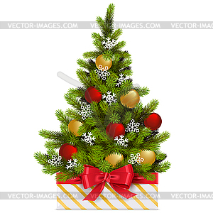 Gift Box with Christmas Tree - vector clipart