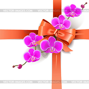 Decorative Bow with Orchids - vector clipart