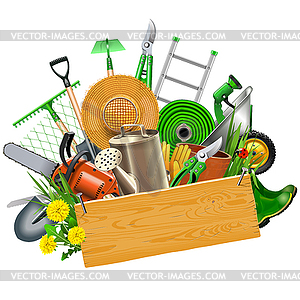 Gardening Concept with Wooden Plank - vector EPS clipart