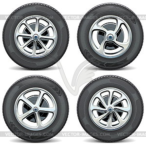 Car Wheels Side View - vector image