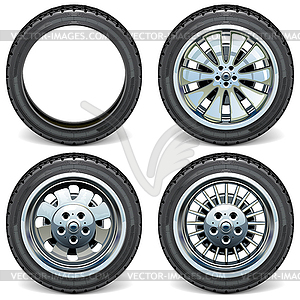 Modern Car Wheels Side View - vector clipart