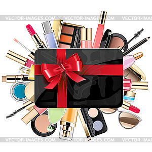 Gift Card with Cosmetic - vector clipart