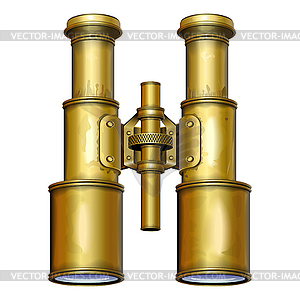 Старый бинокль на белом фоне - векторная иллюстрация