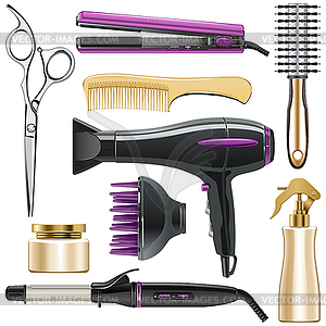 Hair Styling Icons - vector clip art