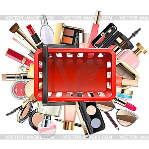 Shopping Concept with Cosmetics - vector image
