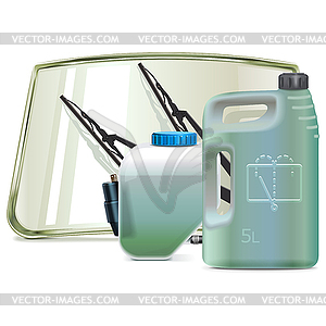 Car Windshield Cleaning System Parts with Windshiel - vector clipart