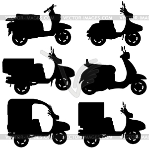 Scooter Contour - white & black vector clipart