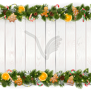 Christmas Background with White Plank - vector clipart