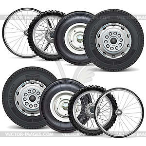 Vehicle Wheels Double Set - vector clipart / vector image