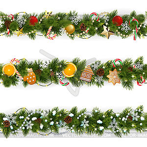 Pine Christmas Border - vector EPS clipart