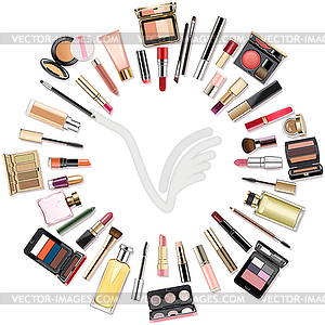 Makeup Cosmetics Round Concept - vector image