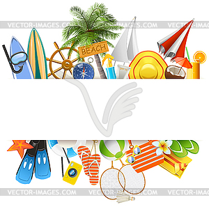 Beach Concept with White Ribbon - vector image