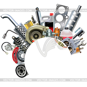 Car Spares Frame Concept - vector clipart