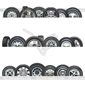 Car Wheels Borders - vector image