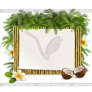 Tropical Yellow Bamboo Frame - vector clipart