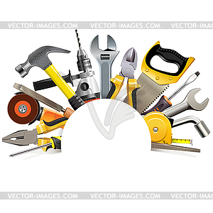 Hand Tools Blank Frame - vector image