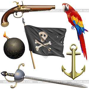Набор пиратских аксессуаров - векторный клипарт