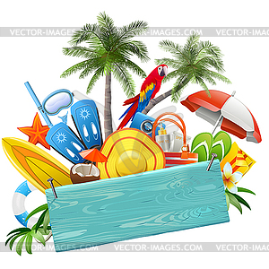 Blue Plank with Beach Concept - vector clipart