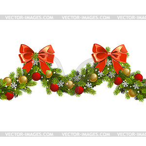 Christmas Fir Wave Border - vector image