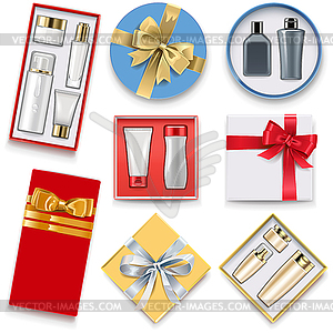 Gift Boxes with Cosmetics - vector clipart