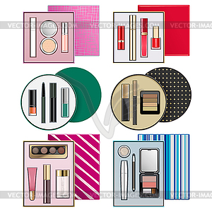 Gift Boxes with Makeup Cosmetics - vector image