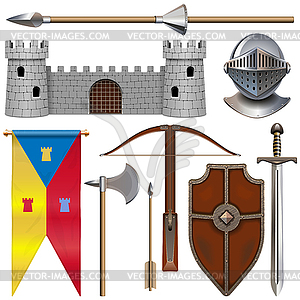 Набор иконок рыцарских доспехов - векторный клипарт