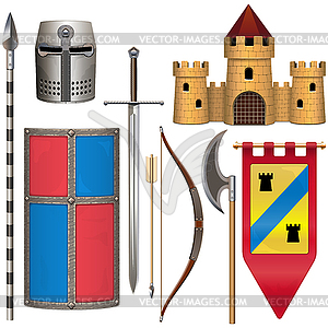Knight Armor Icons Set  - vector image