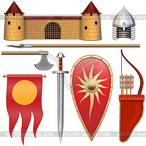 Slavic Knight Armor Icons Set  - vector image