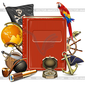 Pirate Concept with Book - stock vector clipart