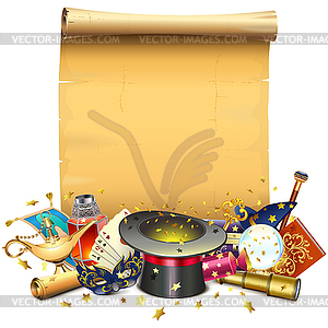 Magic Concept with Paper Scroll - vector clipart