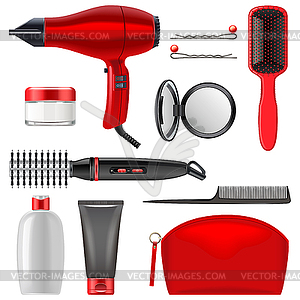 Hair Styling Icons Set  - color vector clipart