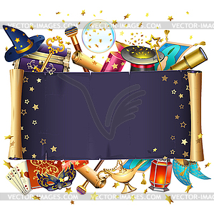 Magic Scroll with Stars - vector clip art