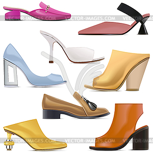 Spring Female Shoes Icons - vector clipart